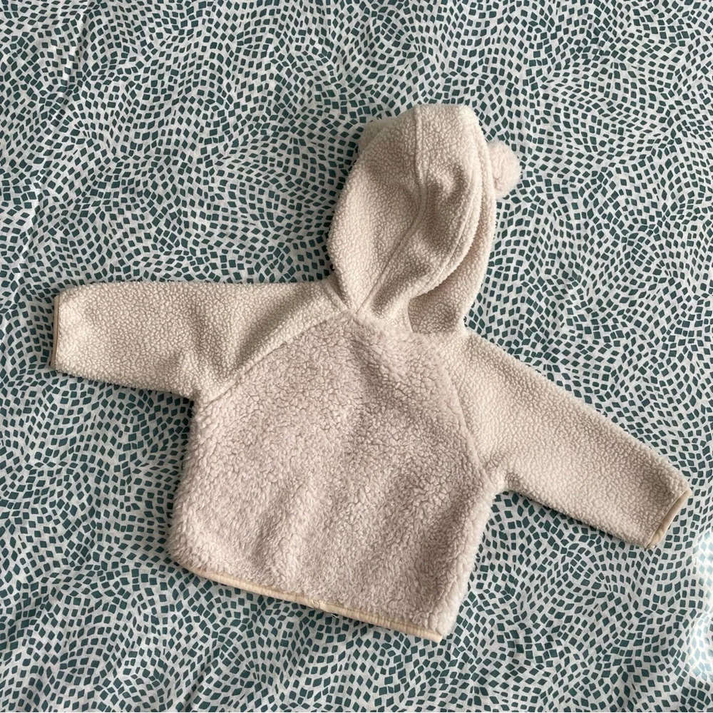 Columbia Cream Teddy Sherpa Fleece Full Zip Hooded Jacket Baby Infant 3-6 Months